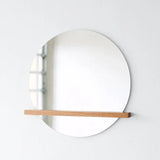 Round mirror with shelf mirror