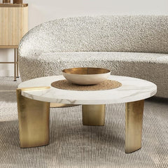 Modern Glam Round Coffee Table Golden Legs