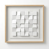 Front view of Luxora Grid Wall Art featuring a minimalist white geometric grid pattern in a wood frame.