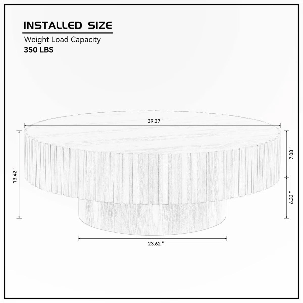 Measurement chart for a ceiling light fixture with dimensions and weight load capacity.