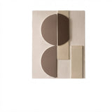 DUAL ARC Wall Art with textured circles and neutral beige tones.