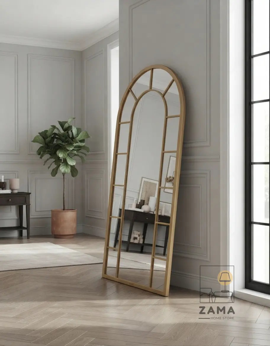 Arch Top Grid Standing Mirror