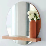 Round mirror with shelf mirror