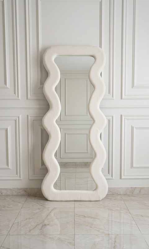 Tufted Mirror & Ottoman Combo Zamahomestores