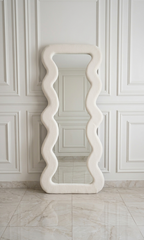 Tufted Mirror & Ottoman Combo