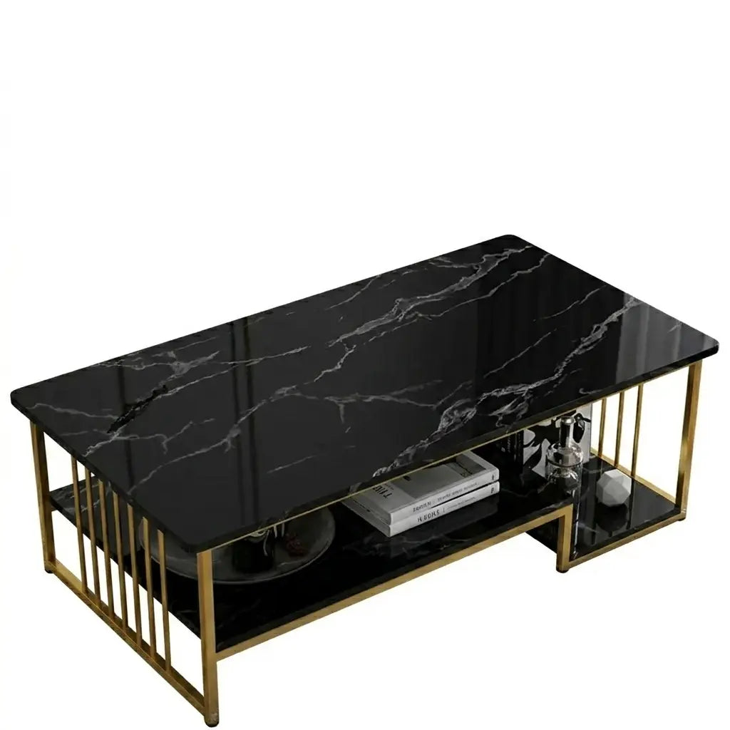 Two-layer Center Table With Gold Frame Zamahomestores