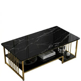 Two-layer Center Table With Gold Frame Zamahomestores
