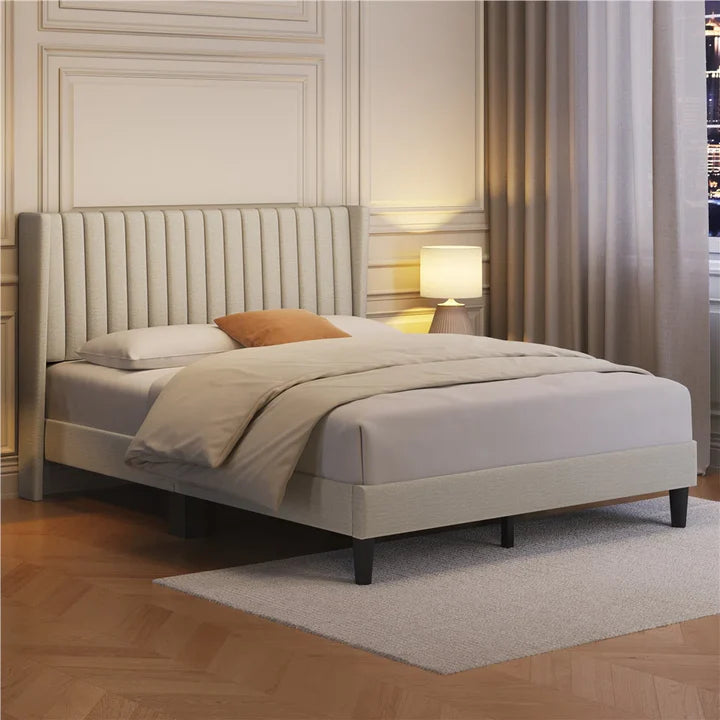 Beige poshish bed Zamahomestores