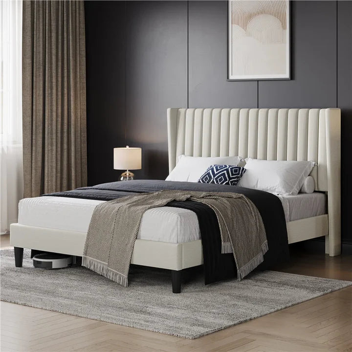 Beige poshish bed Zamahomestores