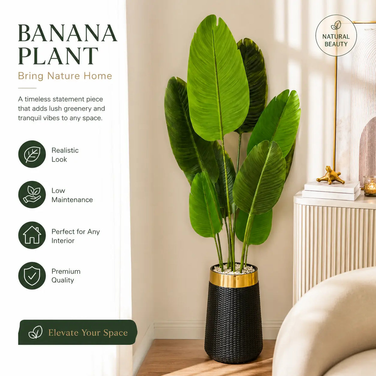 Artificial Banana Leaf Plant with Planter