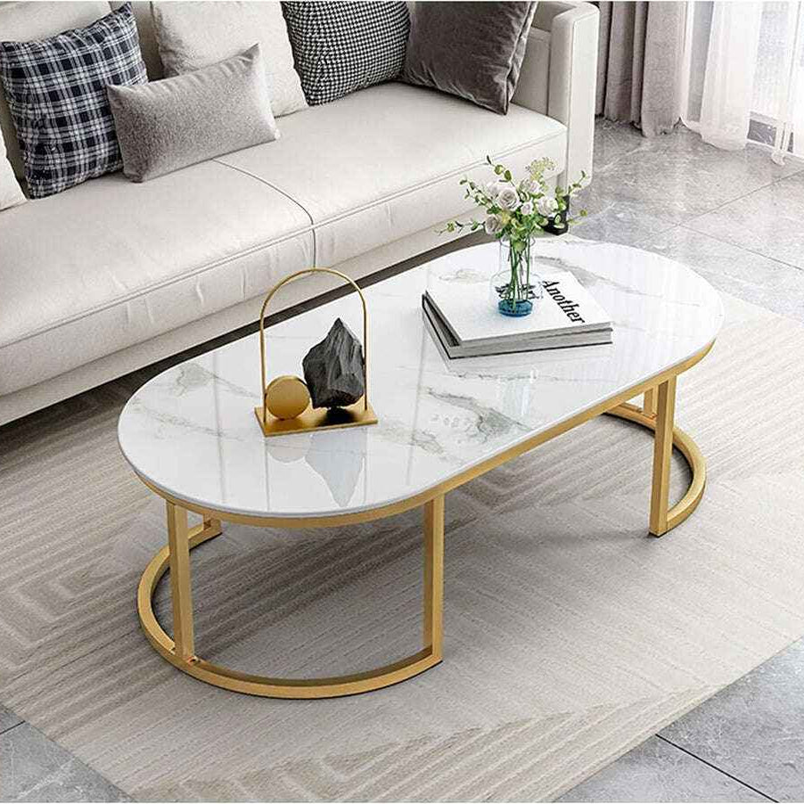 Modern Oval Luxury Center Table Set for Living Room