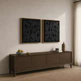 NERO Wall Art hanging above a wooden console table in a neutral minimalist living room.