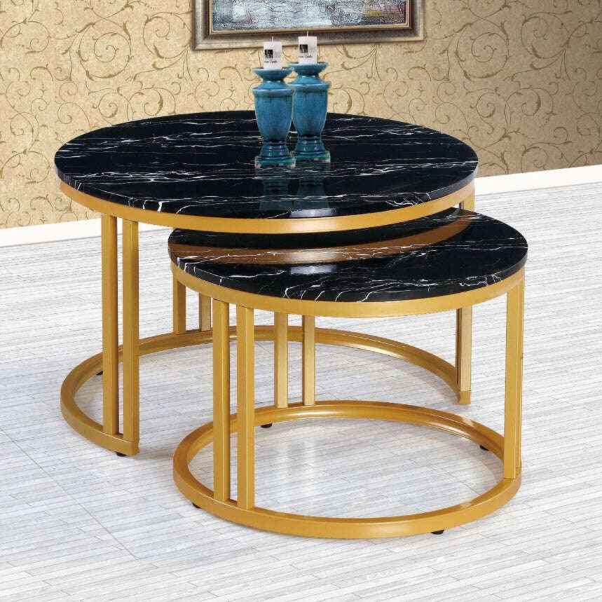 Set of 2 Center table 2P with black top.