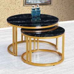 Set of 2 Center table 2P with black top.