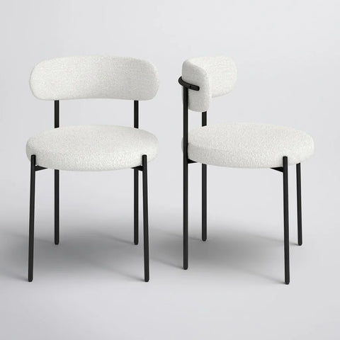 Set of 2 Elba dining chairs with black metal legs by Zama Home Store on white background