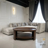 Modern oval center table by Zama Home Store in a modern interior front view