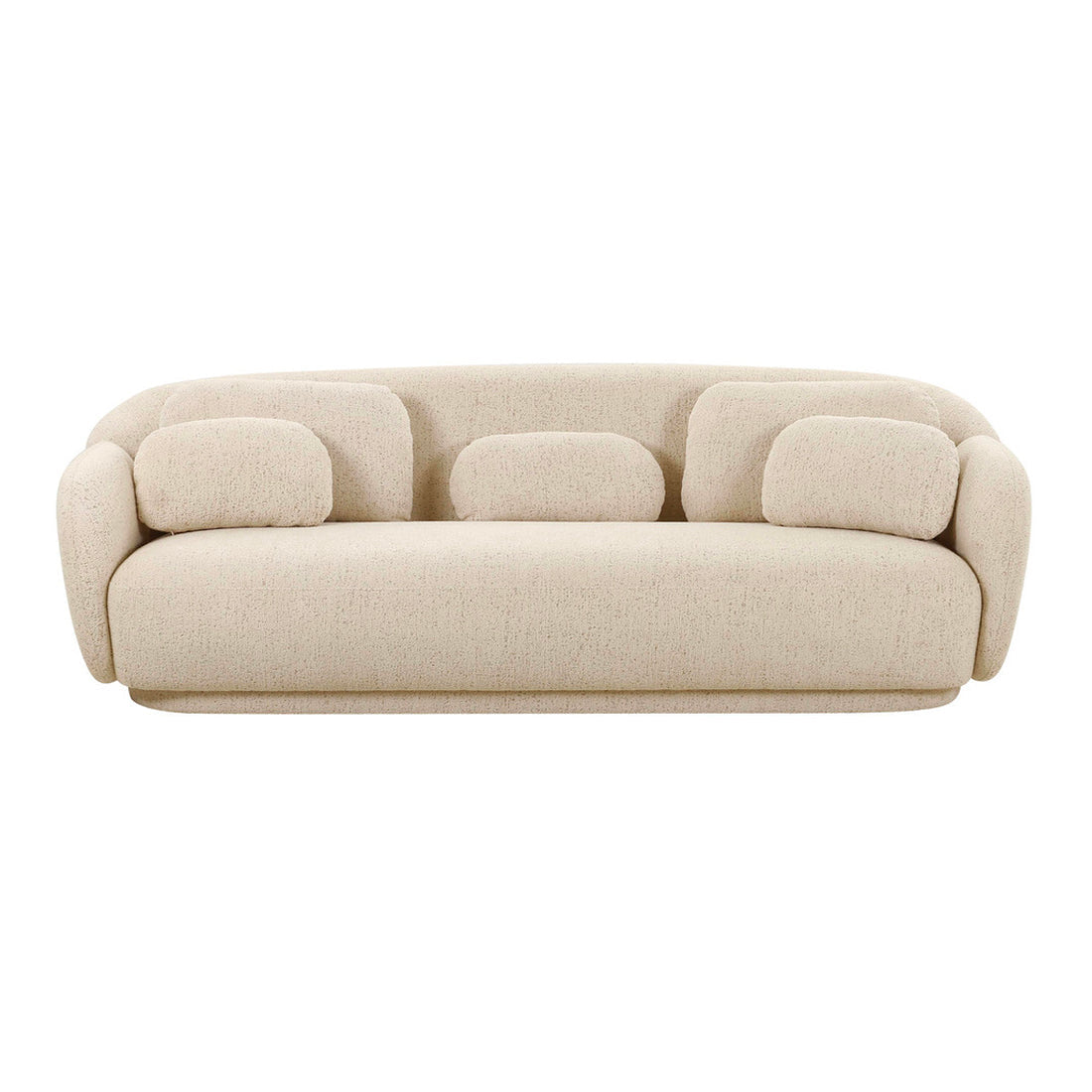 Beige sofa with a modern design on a white background