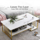 Two-layer Center Table With Gold Frame Zamahomestores